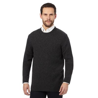 The Collection Dark grey ribbed trim lambswool blend jumper